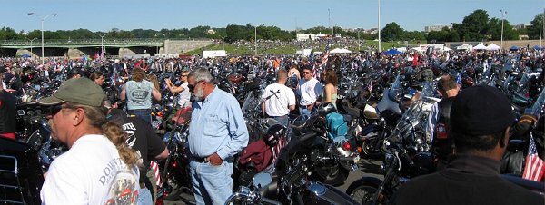 This is just ONE corner of ONE huge parking lot at the Pentagon. Over 400,000 bikes were there.